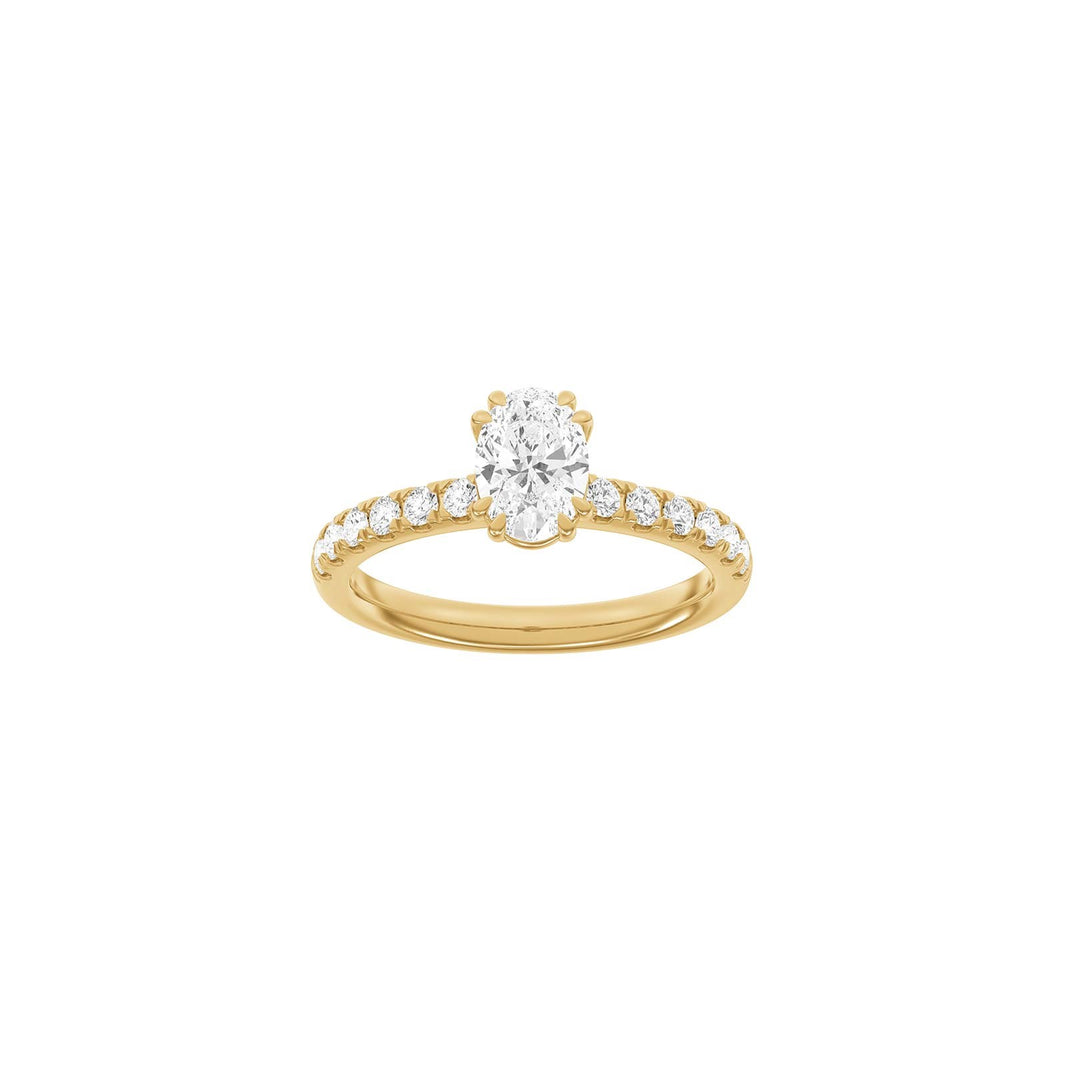 LUXURY Modern oval 14ct. gold ring w. lab grown diamond 1,4ct TW/VS2 - 50 / Guld