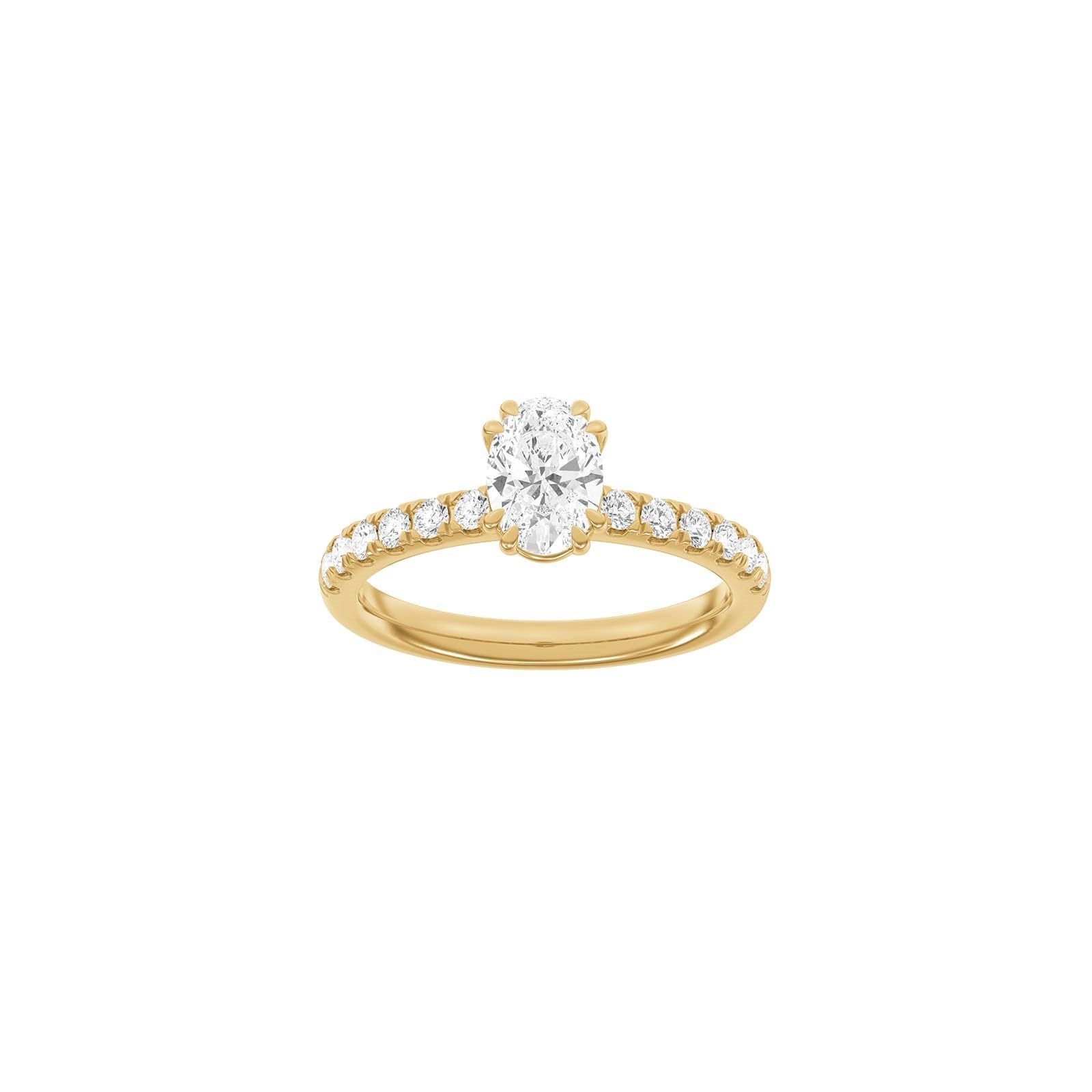 LUXURY Modern oval 14kt. guldring m. lab grown diamant 1,4ct TW/VS2