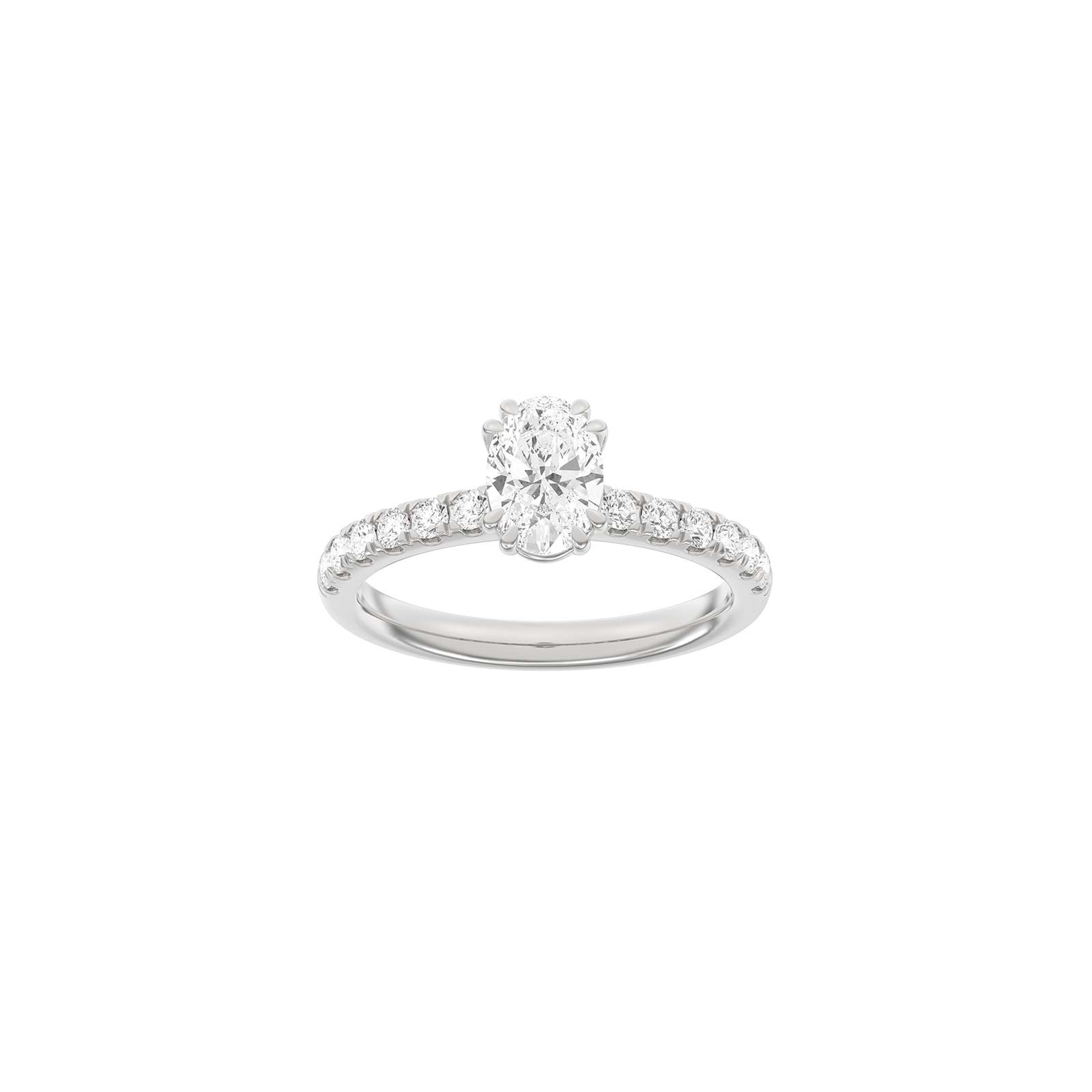 LUXURY Modern oval 14kt. guldring m. lab grown diamant 1,4ct TW/VS2