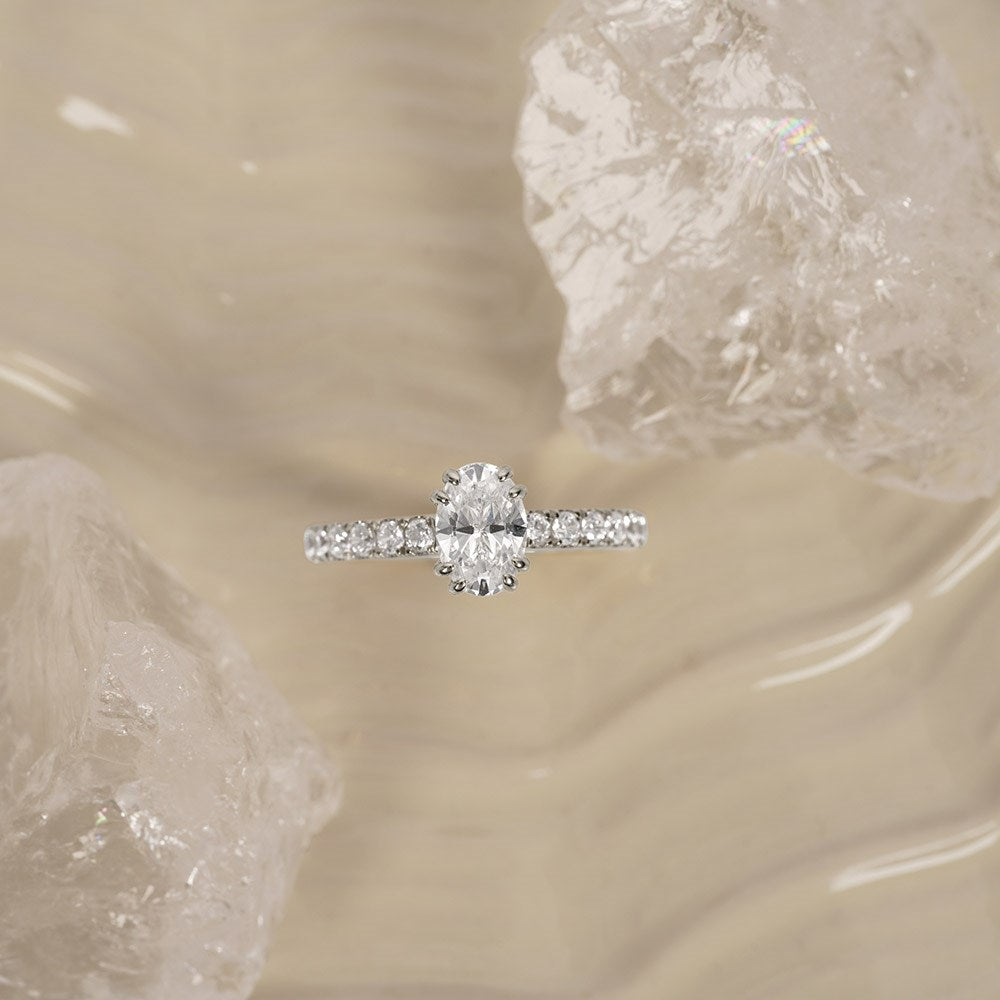 LUXURY Modern oval 14kt. Goldring m. Lab Grown Diamant 1,4ct TW/VS2 - 50 / Rotgold