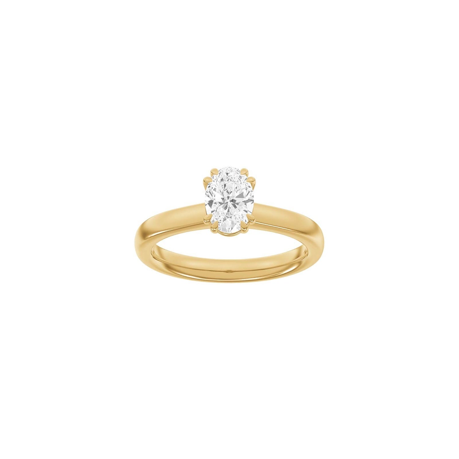 LUXURY Modern oval 14kt. Goldring m. Lab Grown Diamant 1,0ct TW/VS2 - 50 / Rotgold