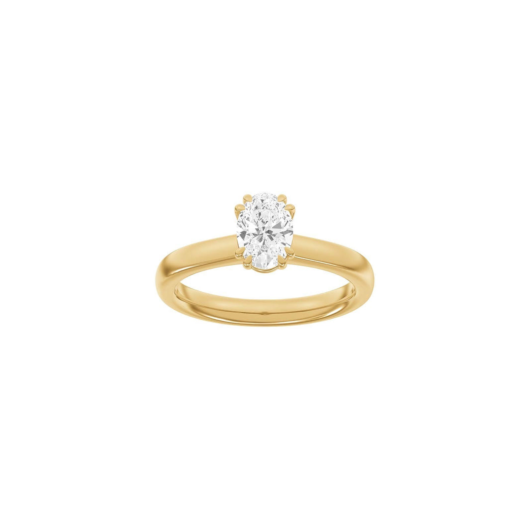 LUXURY Modern oval 14kt. gold ring w. Lab. G. dia. 1.0ct TW/VS2