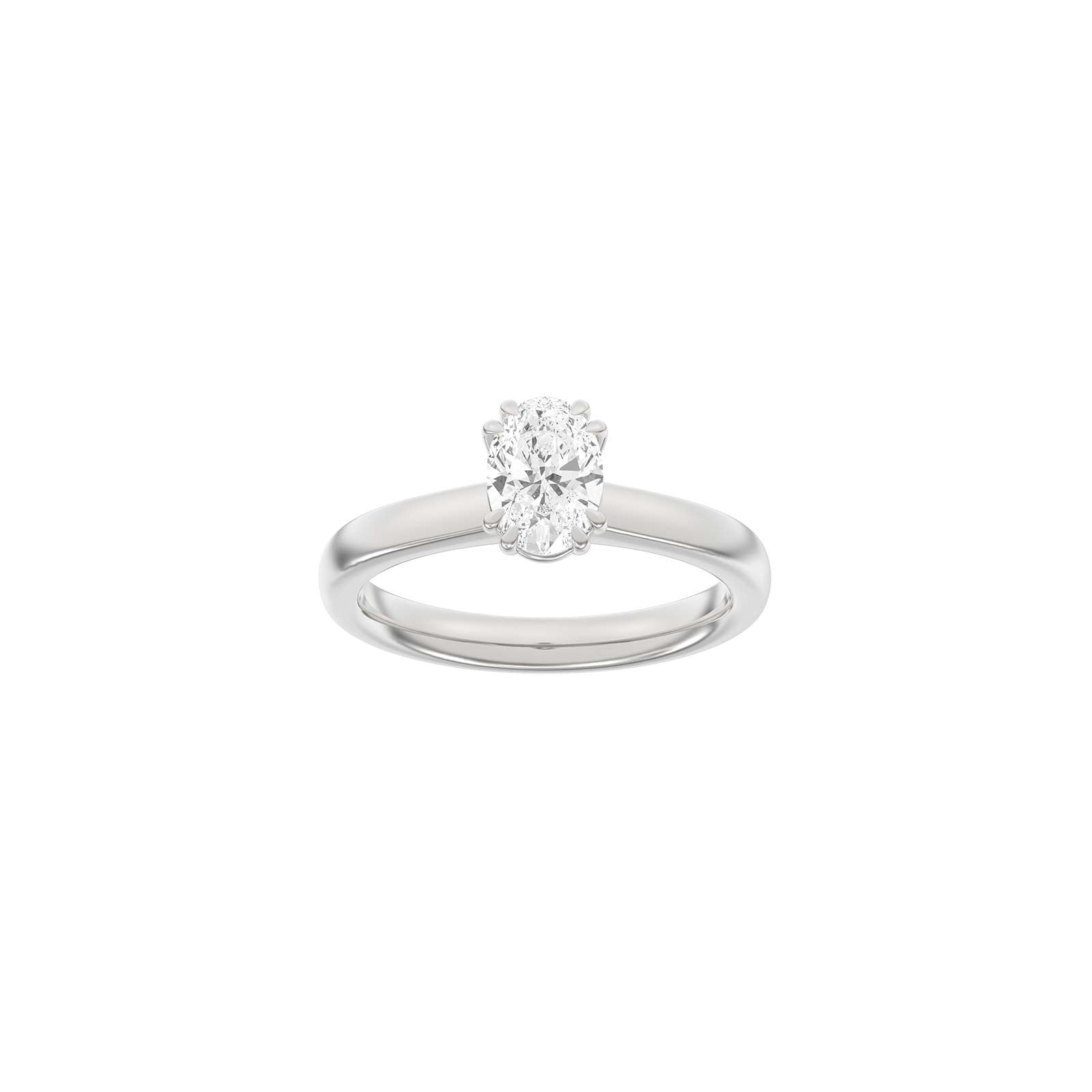 LUXURY Modern oval 14kt. gold ring w. Lab. G. dia. 1.0ct TW/VS2