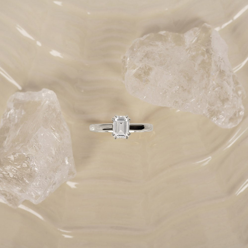 LUXURY Modern Quadrat 14kt. Goldring m. Lab Grown Diamant 1,0 ct TW/VS2 - 50 / Rotgold