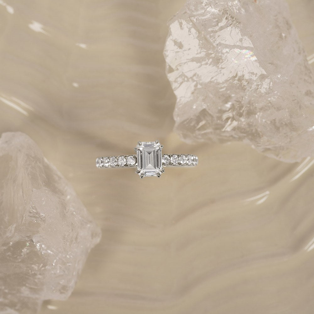 LUXURY Modern Quadrat 14kt. Goldring m. Lab Grown Diamant 1,4ct TW/VS2 - 50 / Rotgold