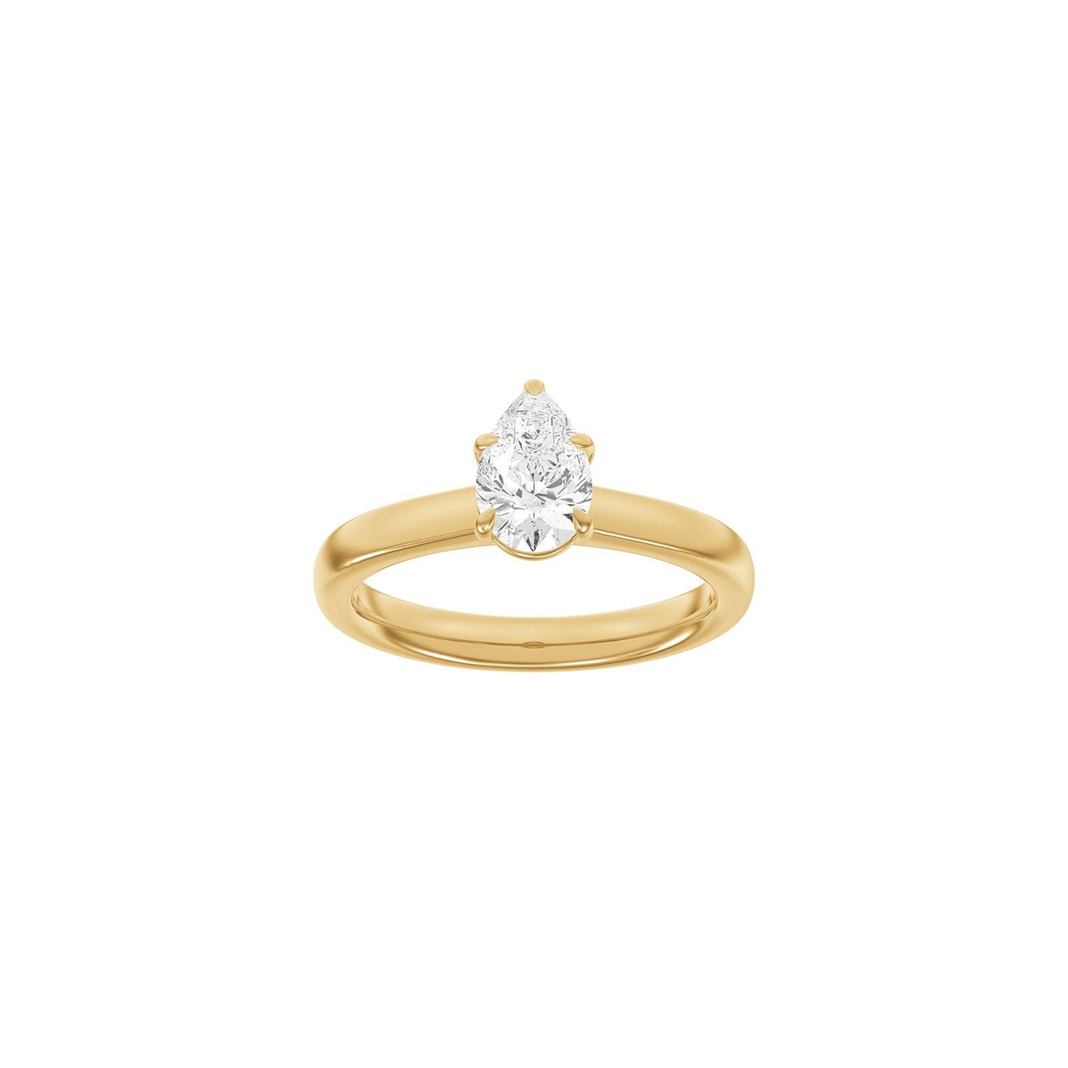 LUXURY Modern Tropfen 14kt. Goldring m. Lab Grown Diamant 1,0ct TW/VS2 - 50 / Rotgold