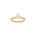 LUXUS Moderner Tropfen 14kt. Goldring mit Lab. G. Durchmesser 1,2ct TW/VS2