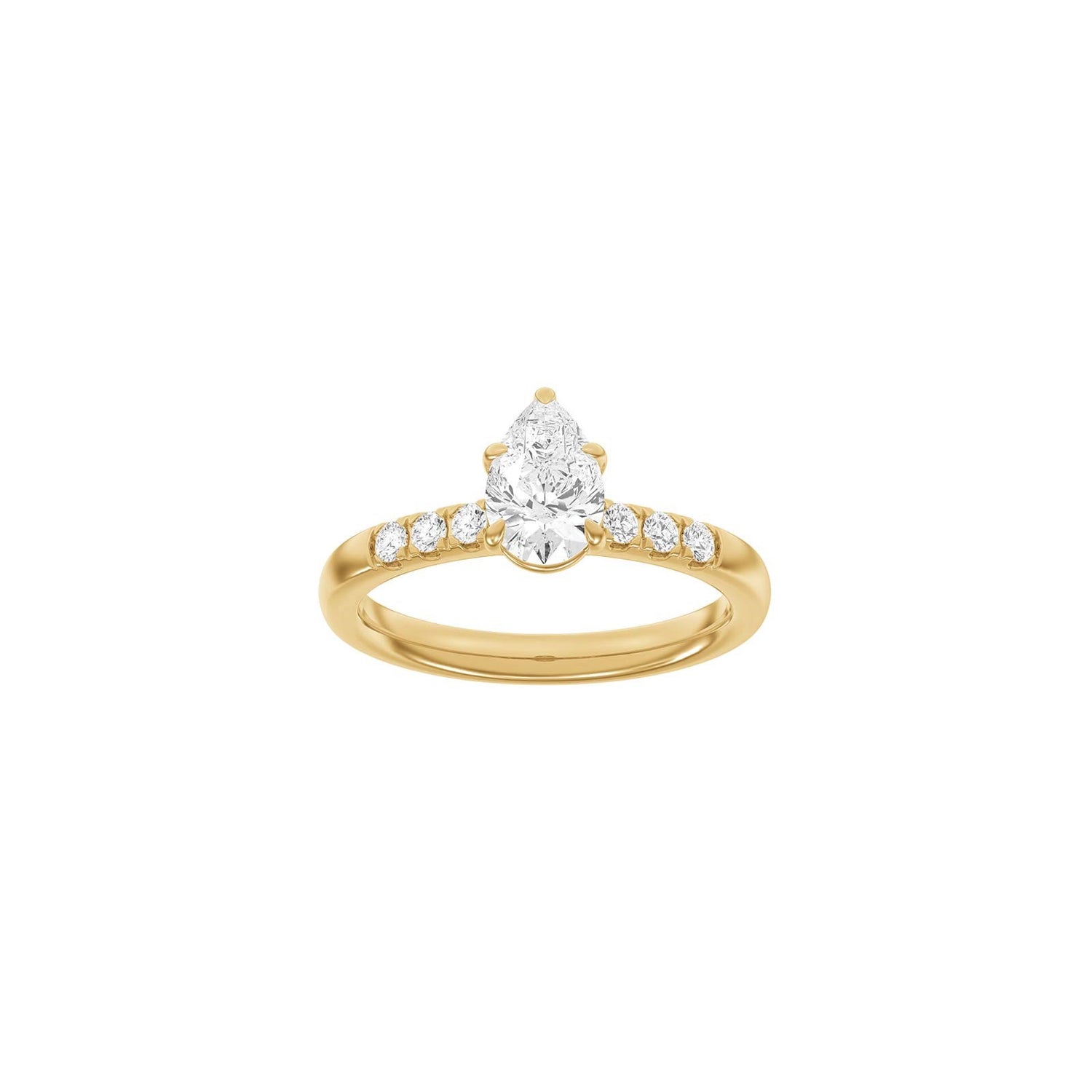 LUXURY Modern Tropfen 14kt. Goldring m. Lab Grown Diamant 1,2ct TW/VS2 - 50 / Rotgold