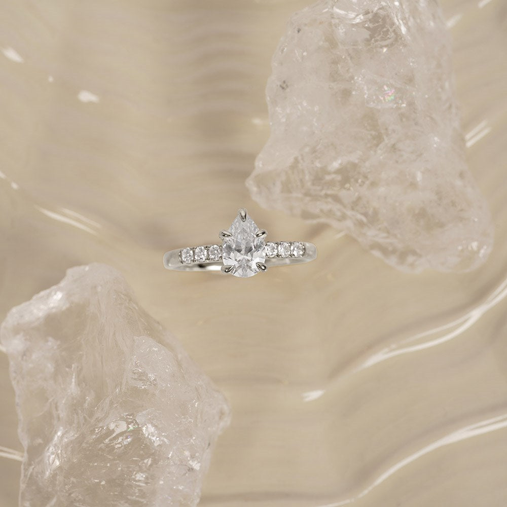 LUXURY Modern Tropfen 14kt. Goldring m. Lab Grown Diamant 1,2ct TW/VS2 - 50 / Rotgold