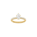 LUXUS Moderner Tropfen 14kt. Goldring mit Lab. G. Durchmesser 1,4ct TW/VS2