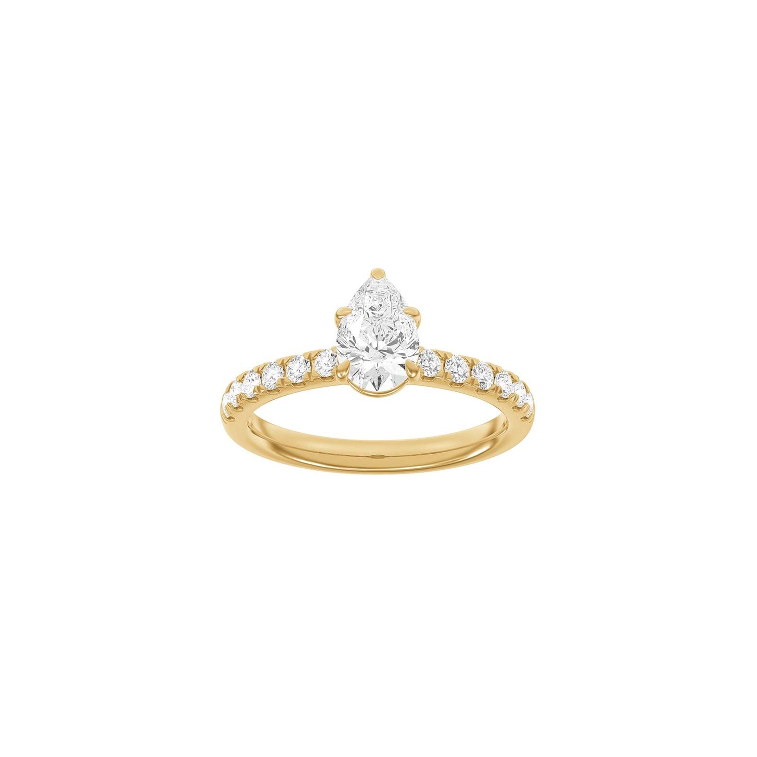 LUXURY Modern Tropfen 14kt. Goldring m. Lab Grown Diamant 1,4ct TW/VS2 - 50 / Rotgold
