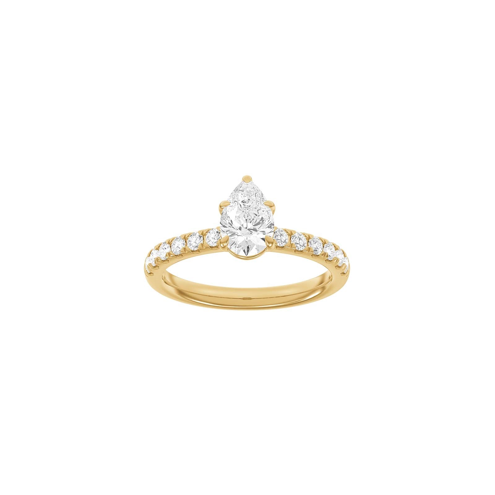 LUXUS Moderner Tropfen 14kt. Goldring mit Lab. G. Durchmesser 1,4ct TW/VS2