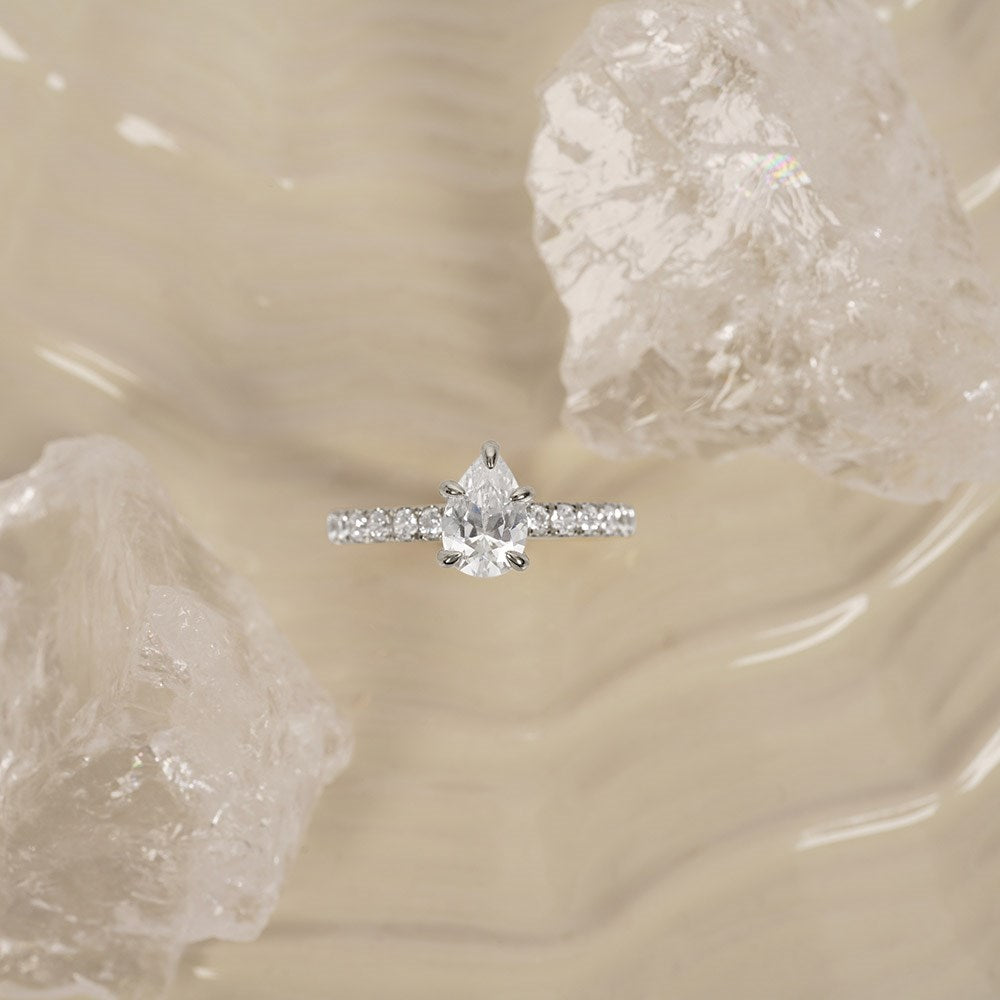 LUXURY Modern Tropfen 14kt. Goldring m. Lab Grown Diamant 1,4ct TW/VS2 - 50 / Rotgold