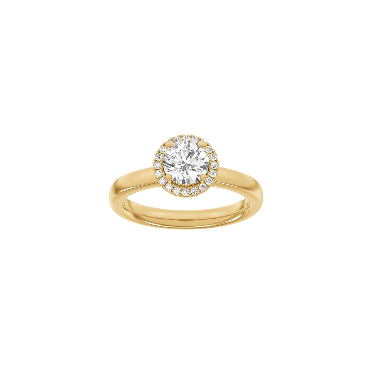 LUXURY Halo rund 14kt. guldring m. lab grown diamant 1,12ct TW/VS2 - 50 / Guld
