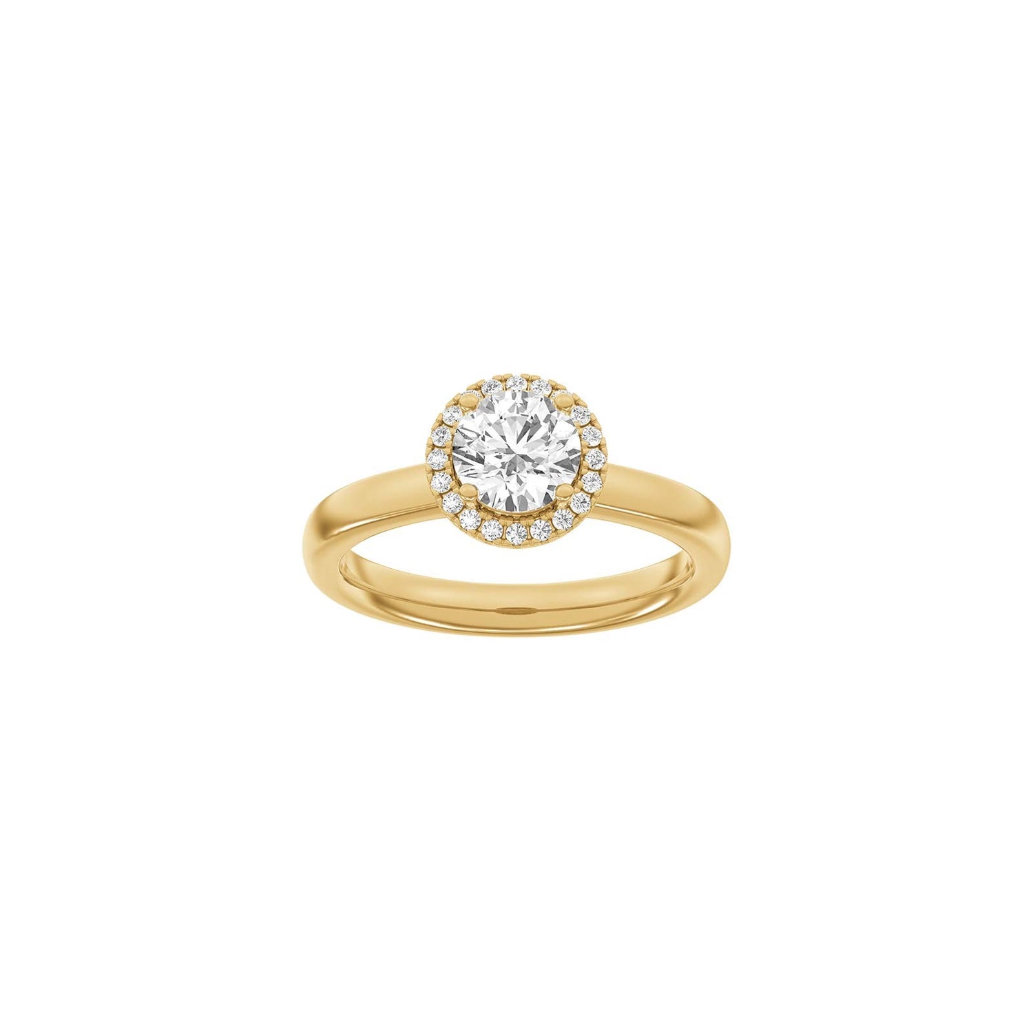 LUXURY Halo rund 14kt. Goldring m. Lab Grown Diamant 1,12ct TW/VS2 - 50 / Rotgold