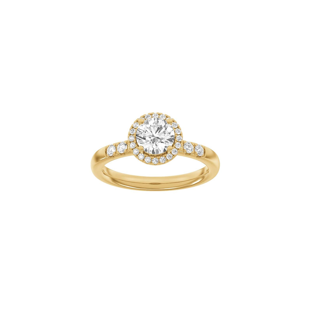 LUXURY Halo round 14ct. gold ring w. lab grown diamond 1,32ct TW/VS2 - 50 / Guld