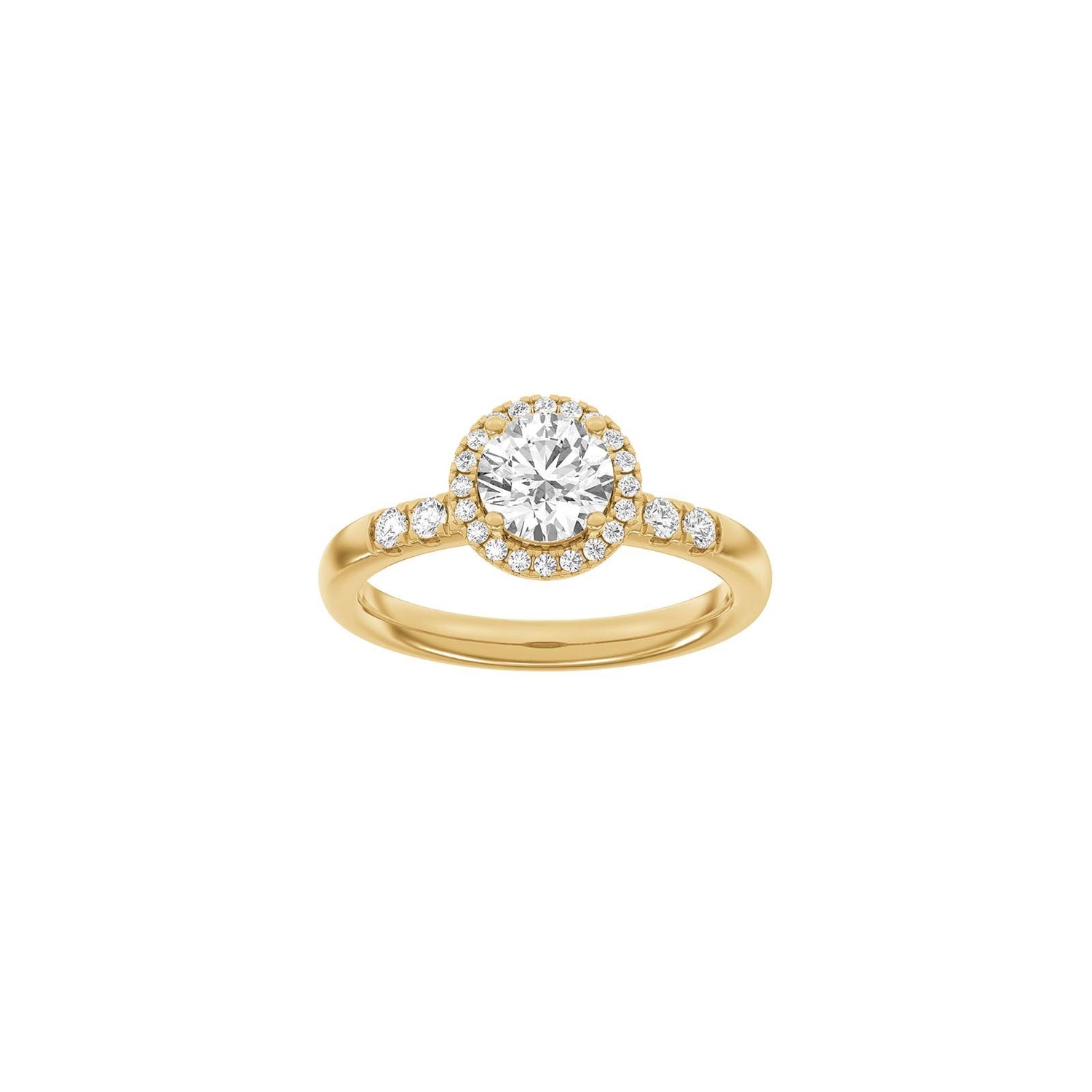 LUXURY Halo rund 14kt. Goldring m. Lab Grown Diamant 1,32ct TW/VS2 - 50 / Rotgold