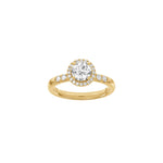 LUXUS Halo runder 14kt. Goldring mit Lab. G. Durchmesser 1,32ct TW/VS2
