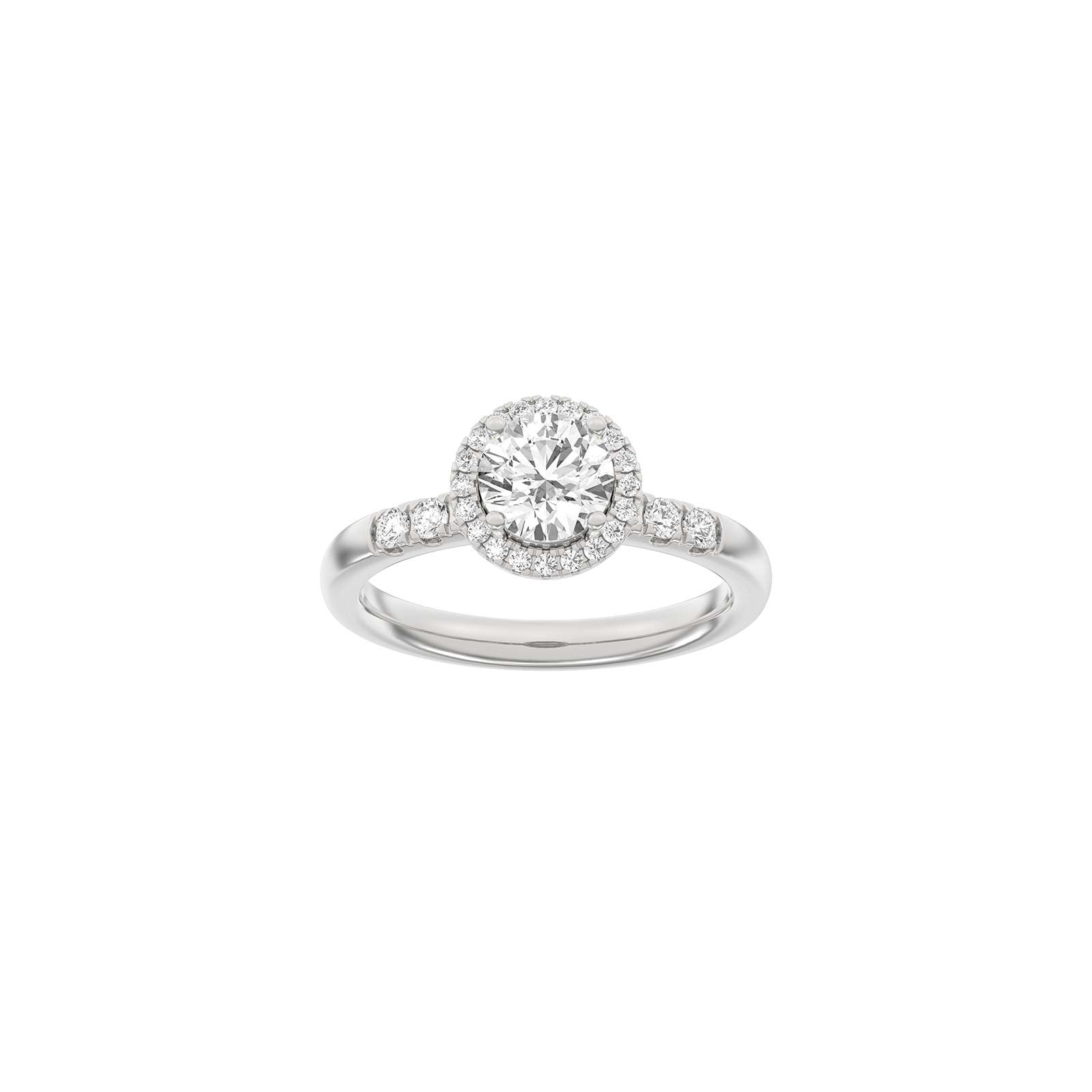 LUXUS Halo runder 14kt. Goldring mit Lab. G. Durchmesser 1,32ct TW/VS2