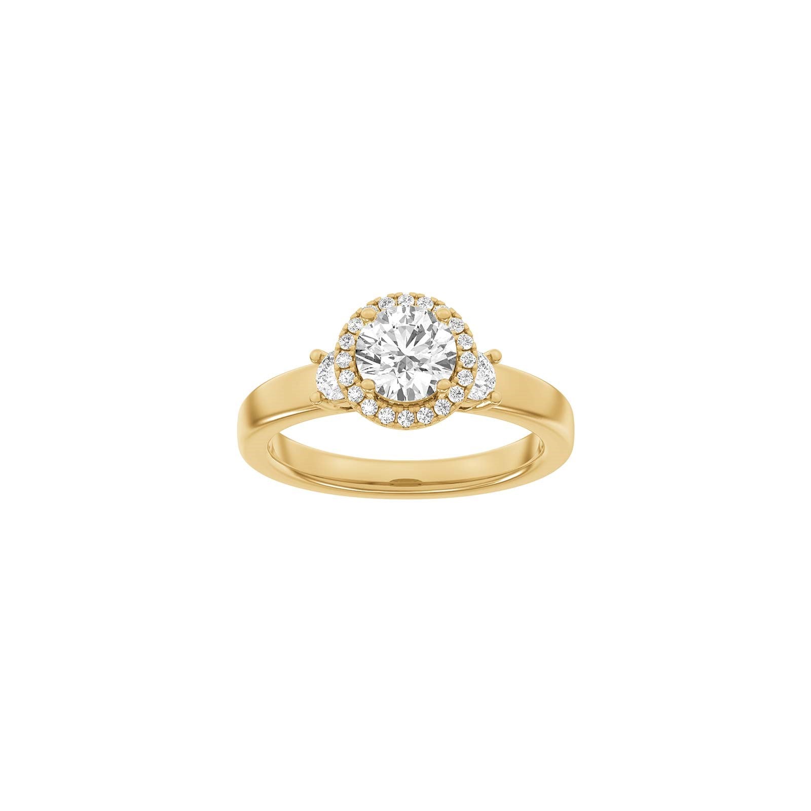 LUXUS Halo runder 14kt. Goldring mit Lab. G. Durchmesser 1,45ct TW/VS2