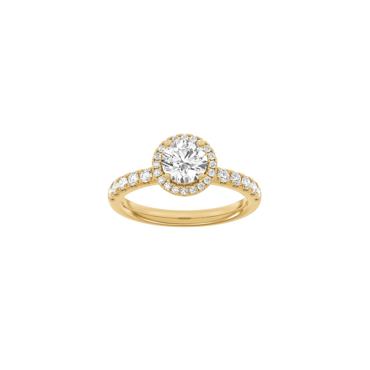 LUXURY Halo rund 14kt. Goldring m. Lab Grown Diamant 1,52ct TW/VS2 - 50 / Rotgold