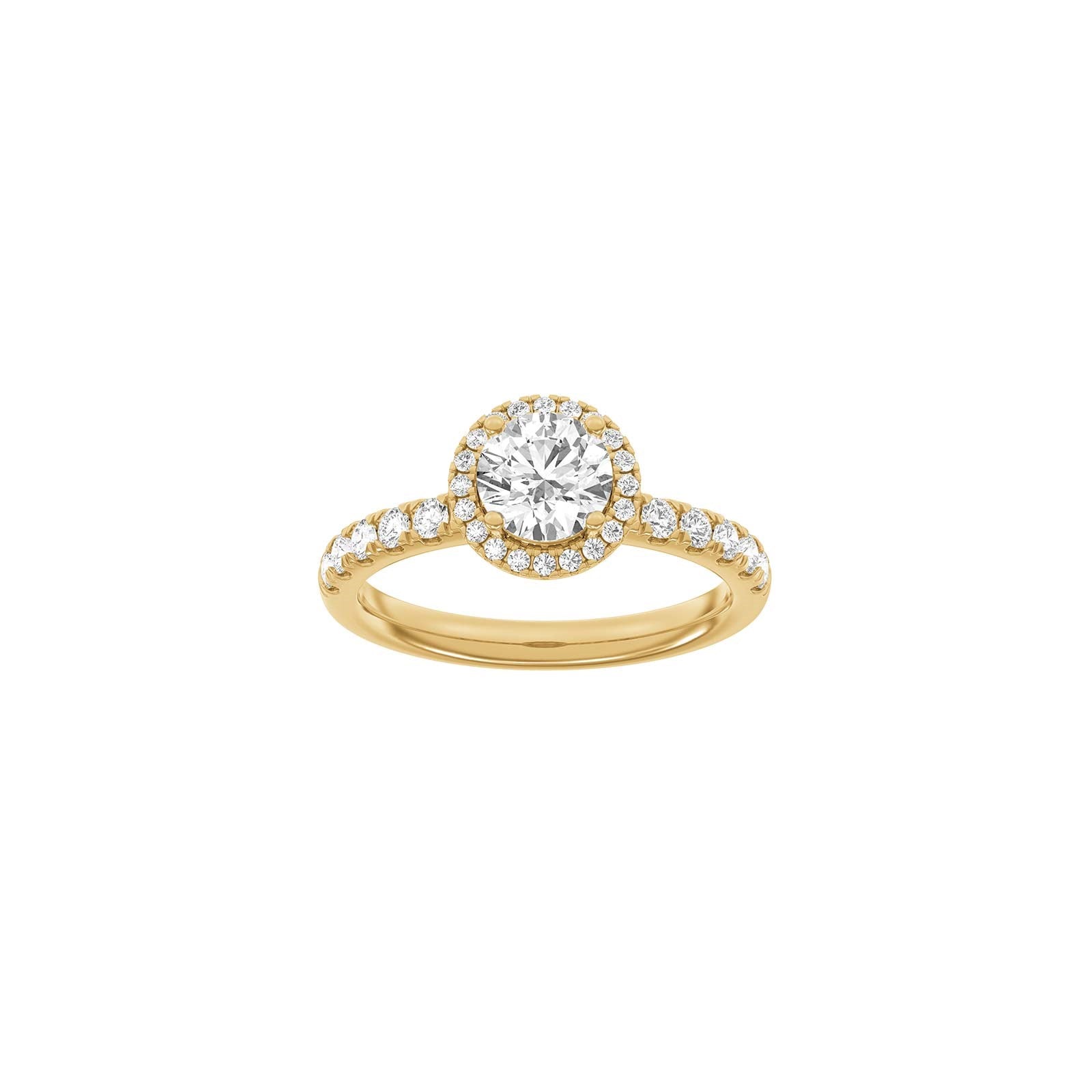 LUXUS Halo runder 14kt. Goldring mit Lab. G. Durchmesser 1,52ct TW/VS2