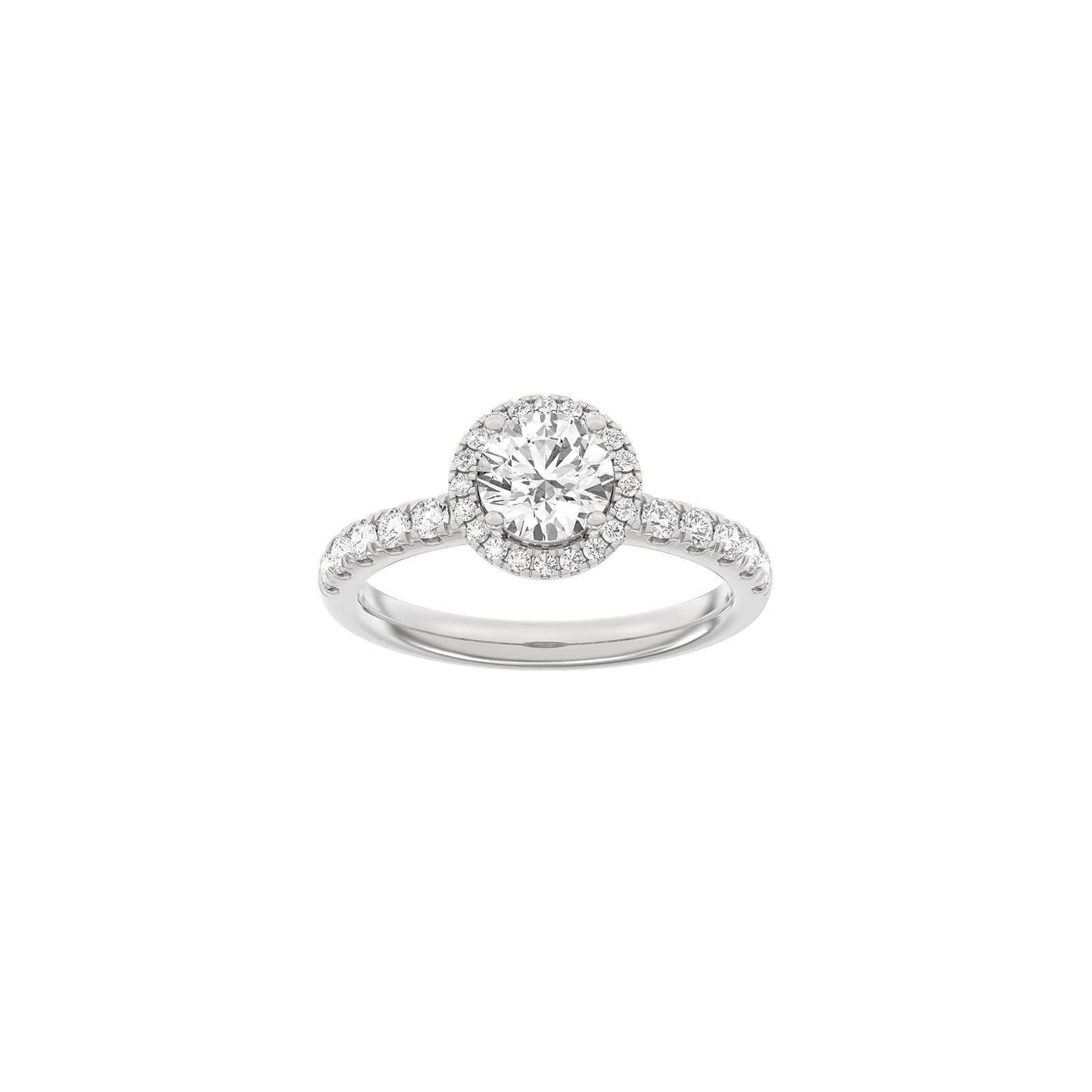 LUXURY Halo round 14ct. gold ring w. lab grown diamond 1,52ct TW/VS2
