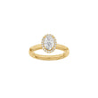 LUXUS-Halo-Ring aus ovalem 14-karätigem Gold mit Lab-Gravur, Durchmesser 1,12 ct, TW/VS2