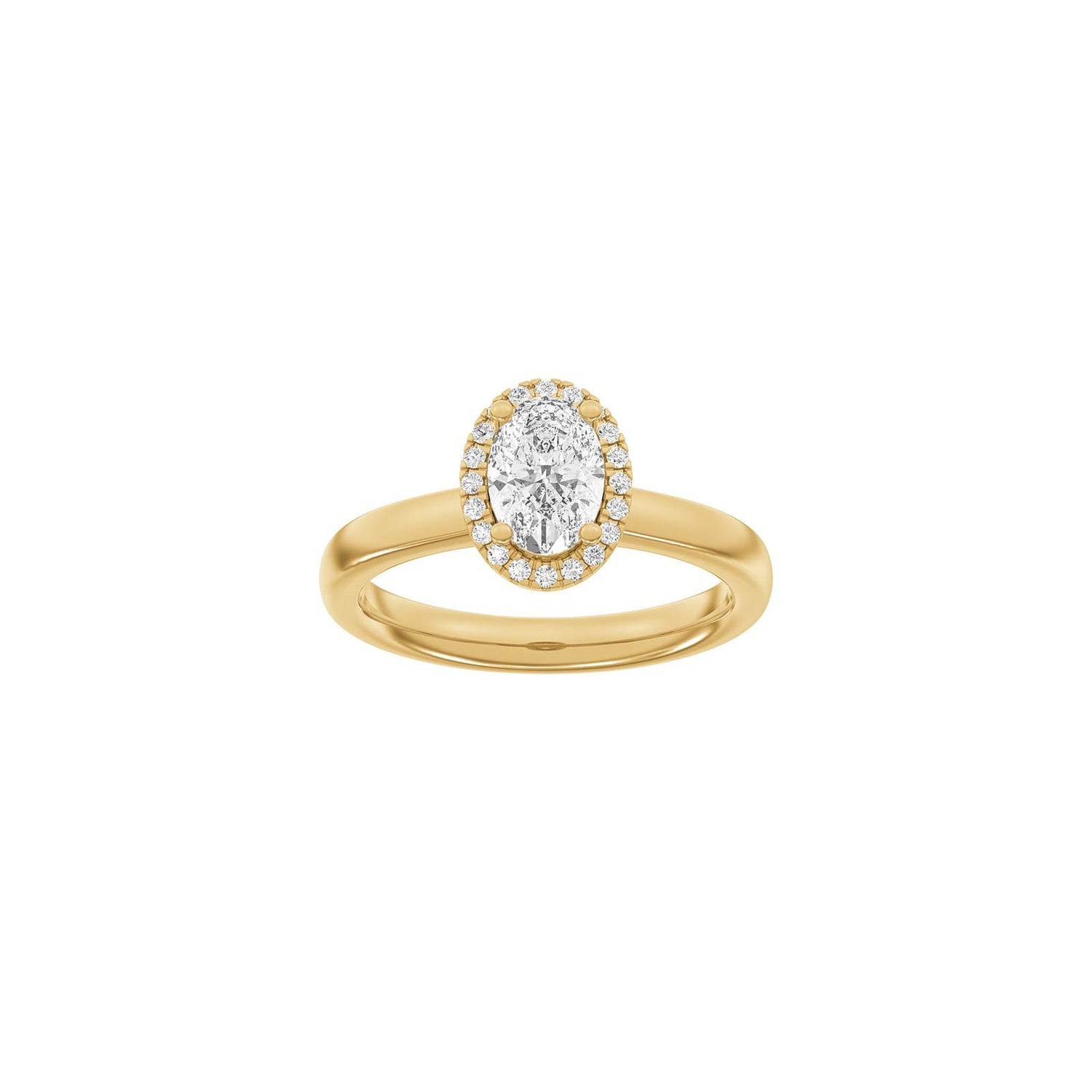 LUXURY Halo oval 14kt. Goldring m. Lab Grown Diamant 1,12 ct, TW/VS2 - 50 / Rotgold