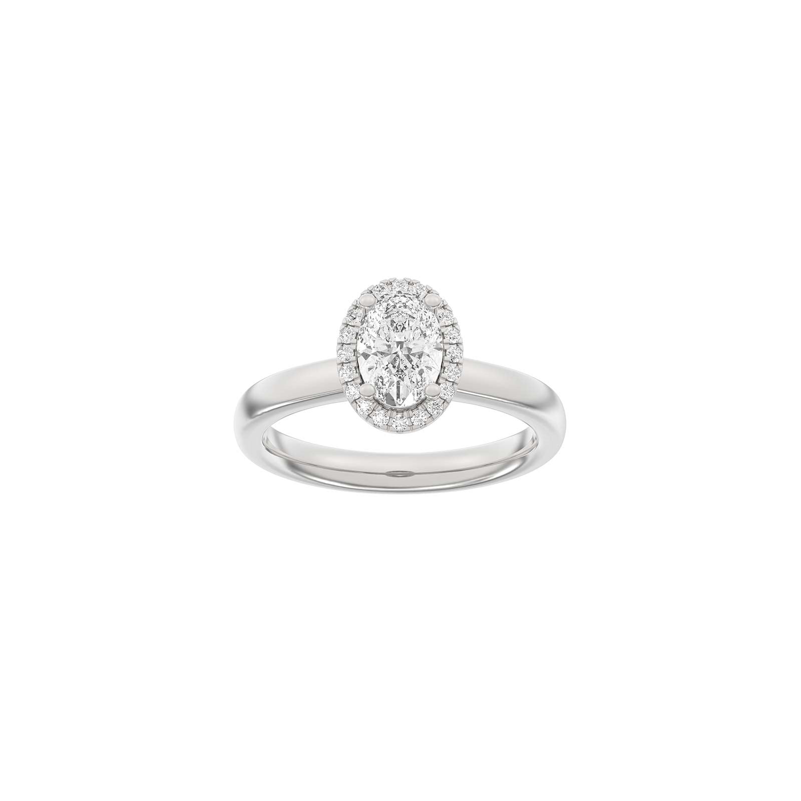 LUXUS-Halo-Ring aus ovalem 14-karätigem Gold mit Lab-Gravur, Durchmesser 1,12 ct, TW/VS2