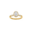 LUXUS-Halo-Ring aus ovalem 14-karätigem Gold mit Lab-Gravur, Durchmesser 1,32 ct, TW/VS2