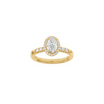 LUXUS-Halo-Ring aus ovalem 14-karätigem Gold mit Lab-Gravur, Durchmesser 1,32 ct, TW/VS2