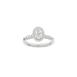 LUXUS-Halo-Ring aus ovalem 14-karätigem Gold mit Lab-Gravur, Durchmesser 1,32 ct, TW/VS2