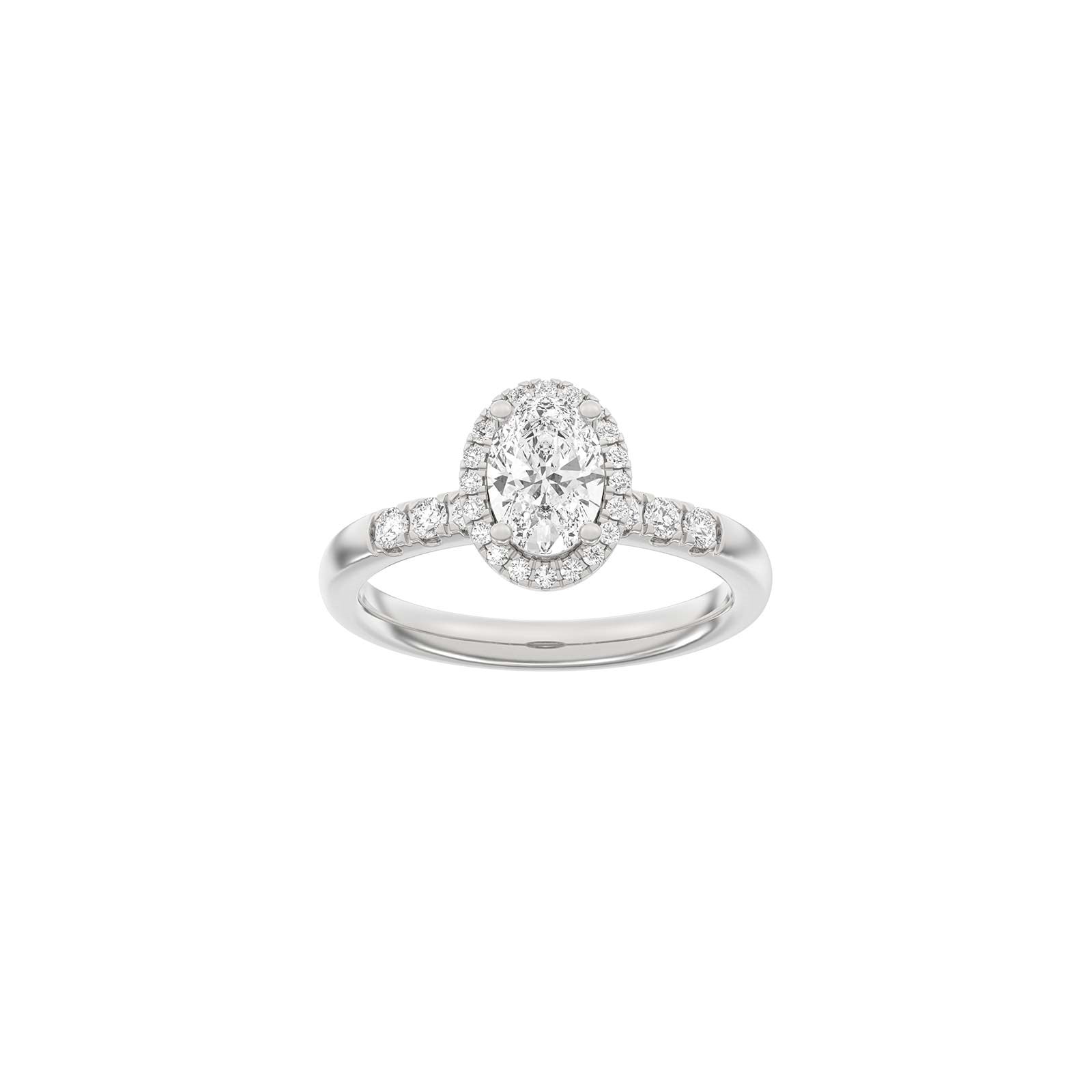 LUXURY Halo oval 14kt. Goldring m. Lab Grown Diamant 1,32 ct, TW/VS2