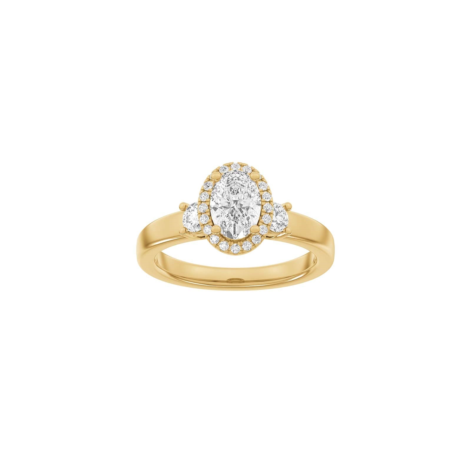 LUXUS-Halo-Ring aus ovalem 14-karätigem Gold mit Lab-Gravur, Durchmesser 1,45 ct, TW/VS2