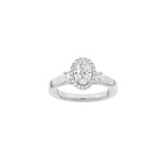 LUXUS-Halo-Ring aus ovalem 14-karätigem Gold mit Lab-Gravur, Durchmesser 1,45 ct, TW/VS2