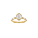 LUXURY Halo oval 14kt. guldring m. lab grown diamant 1,52ct TW/VS2