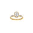 LUXUS-Halo-Ring aus ovalem 14-karätigem Gold mit Lab-Gravur, Durchmesser 1,52 ct, TW/VS2