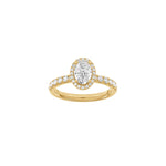 LUXUS-Halo-Ring aus ovalem 14-karätigem Gold mit Lab-Gravur, Durchmesser 1,52 ct, TW/VS2