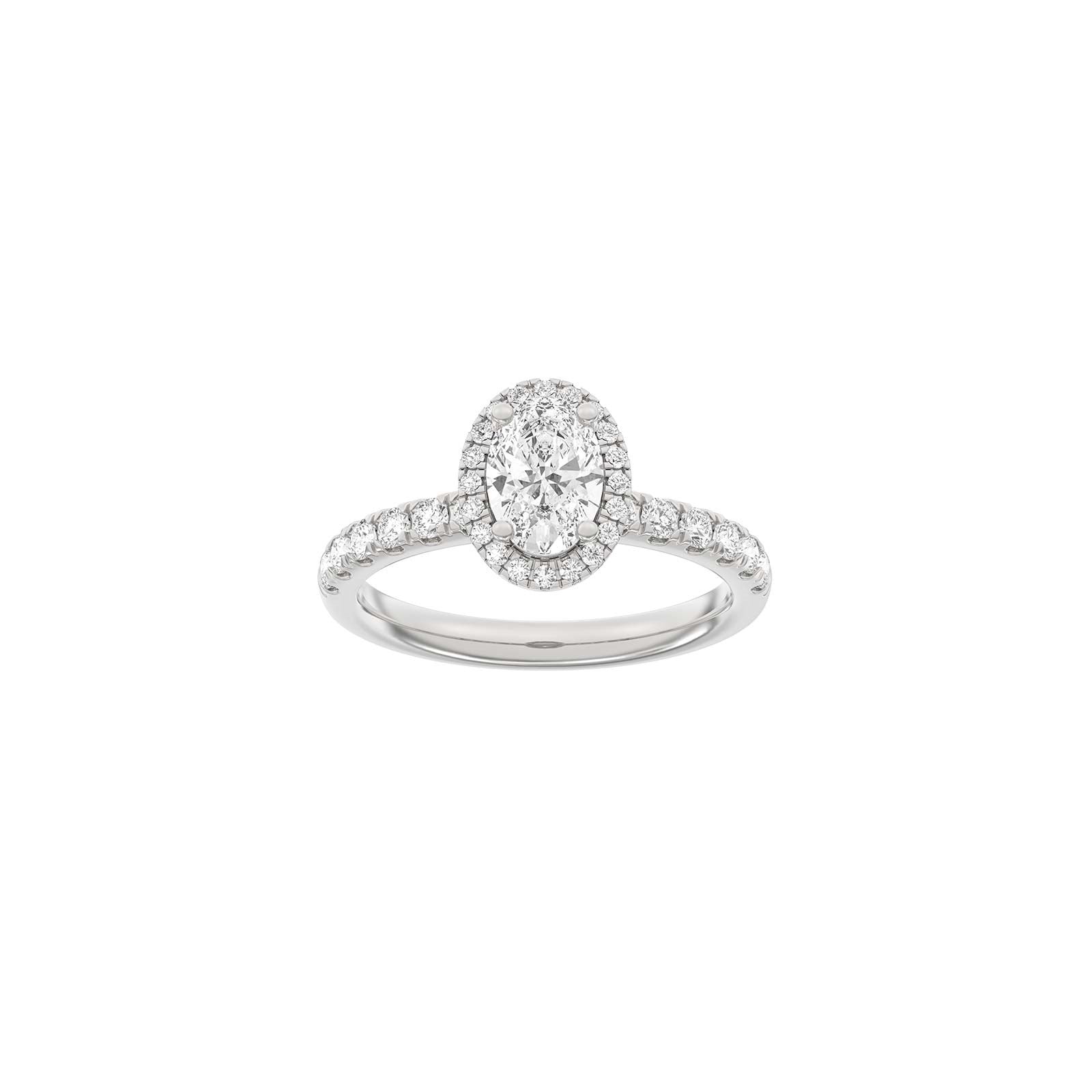 LUXURY Halo oval 14kt. Goldring m. Lab Grown Diamant 1,52 ct, TW/VS2