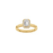LUXUS Halo quadratischer 14kt. Goldring mit Lab. G. Durchmesser 1,12ct TW/VS2