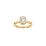LUXUS Halo quadratischer 14kt. Goldring mit Lab. G. Durchmesser 1,12ct TW/VS2