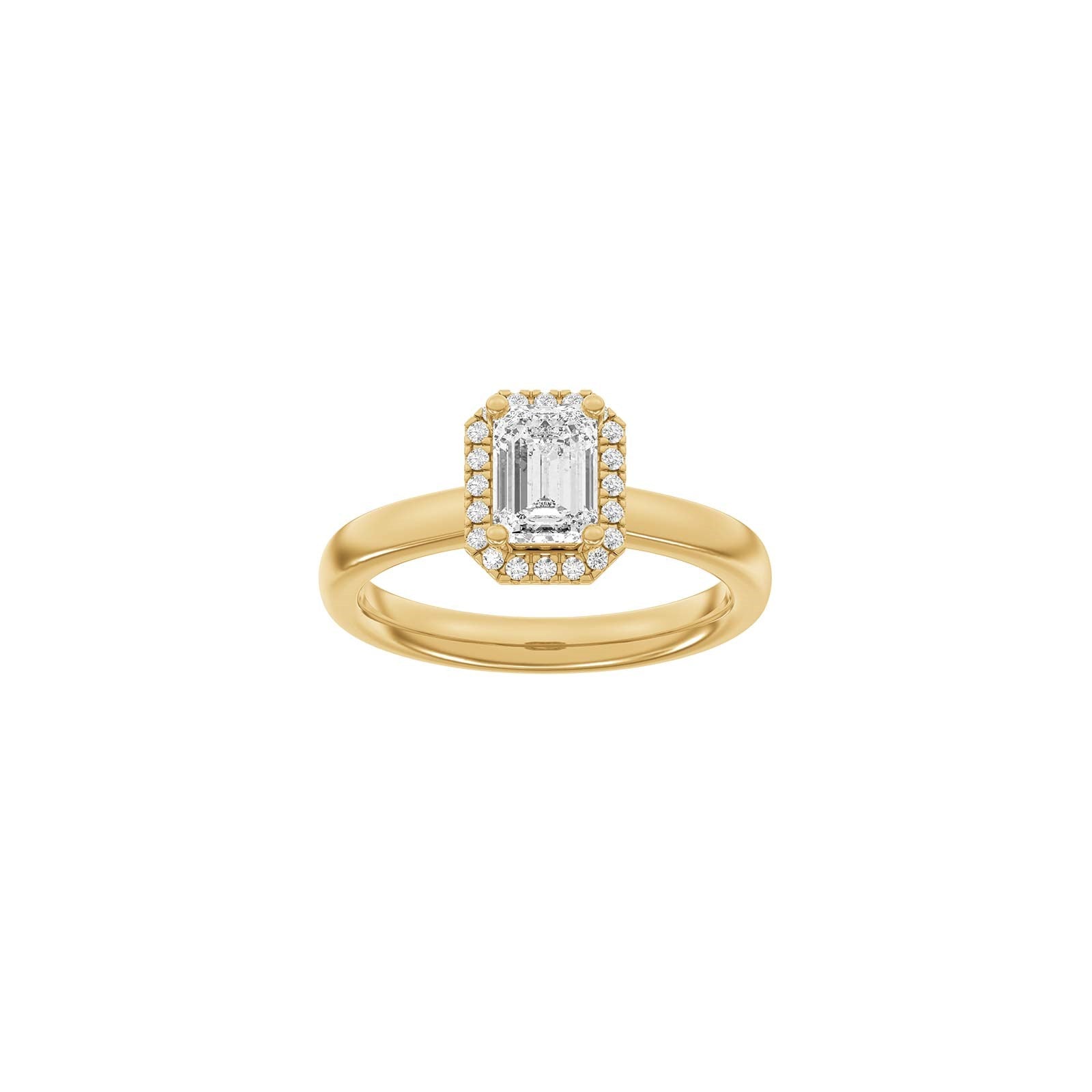 LUXURY Halo square 14ct. gold ring w. lab grown diamond 1,12ct TW/VS2