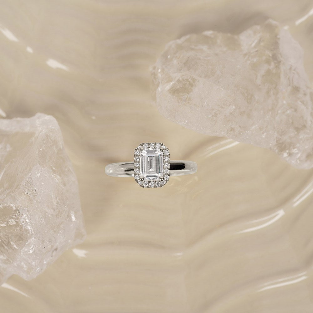 LUXURY Halo Quadrat 14kt. Goldring m. Lab Grown Diamant 1,12ct TW/VS2