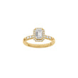 LUXUS Halo quadratischer 14kt. Goldring mit Lab. G. Durchmesser 1,32ct TW/VS2