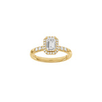 LUXUS Halo quadratischer 14kt. Goldring mit Lab. G. Durchmesser 1,32ct TW/VS2