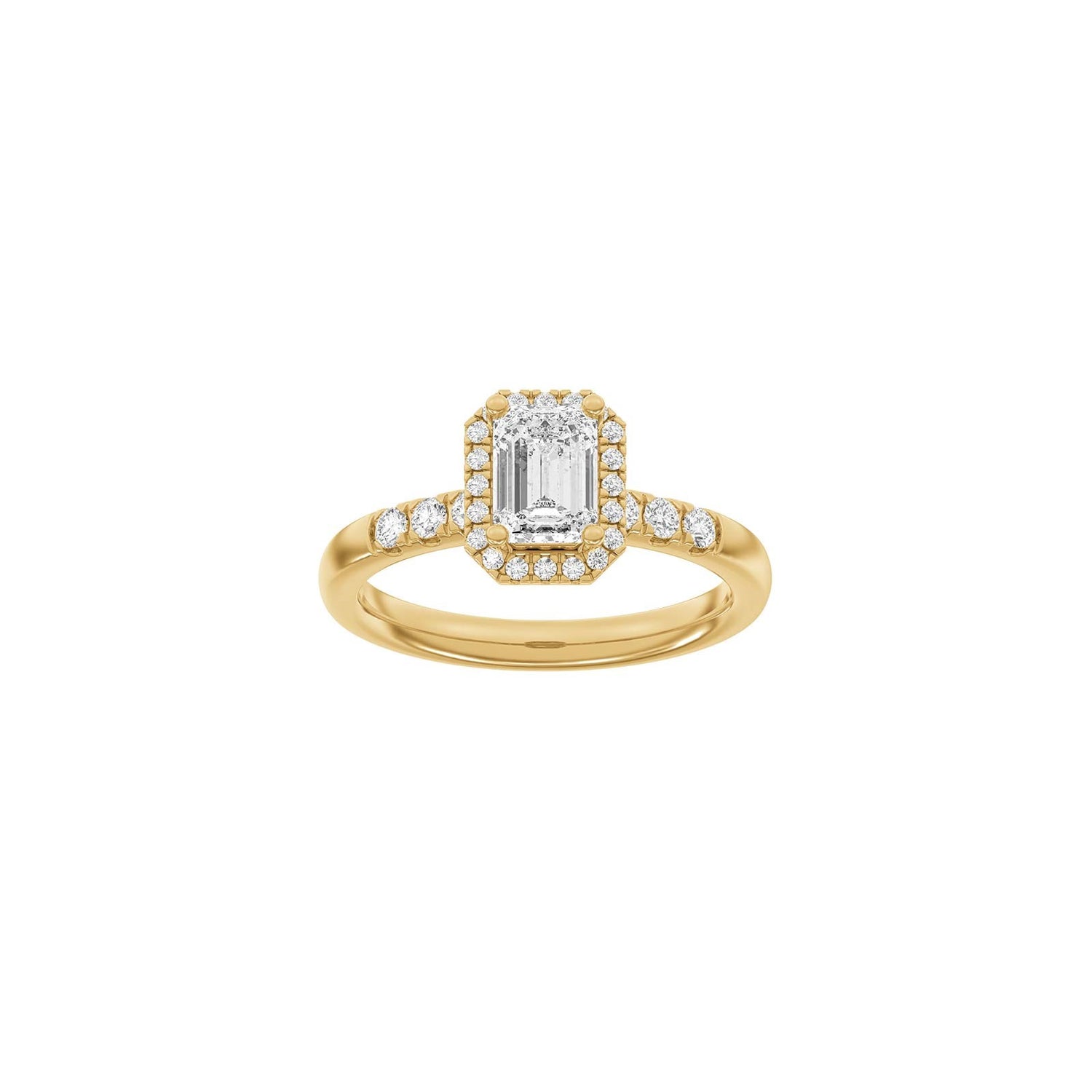 LUXURY Halo Quadrat 14kt. Goldring m. Lab Grown Diamant 1,32ct TW/VS2 - 50 / Rotgold
