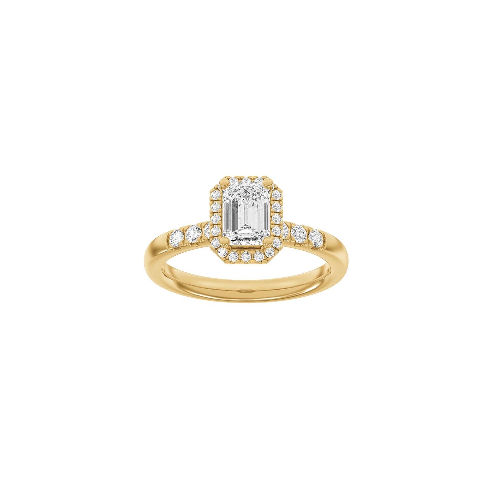 LUXUS Halo quadratischer 14kt. Goldring mit Lab. G. Durchmesser 1,32ct TW/VS2