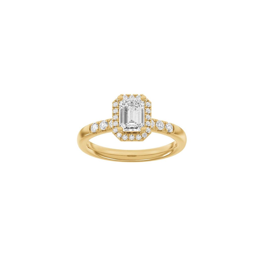 LUXURY Halo Quadrat 14kt. Goldring m. Lab Grown Diamant 1,32ct TW/VS2 - 50 / Rotgold