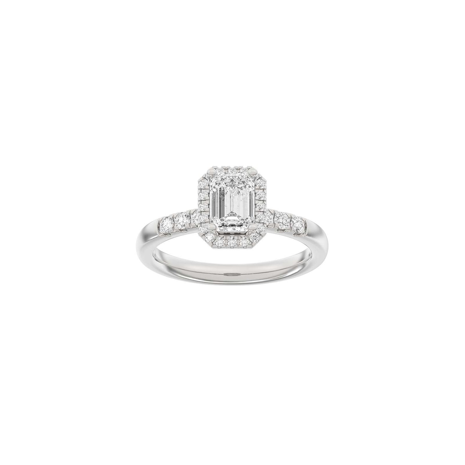LUXURY Halo Quadrat 14kt. Goldring m. Lab Grown Diamant 1,32ct TW/VS2 - 50 / Rotgold
